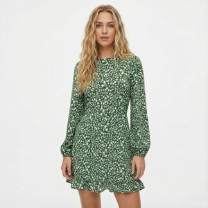 Sugarlips Adieu Floral Mini Dress Small NWOT Green Ruffle Flounce Wedding Guest